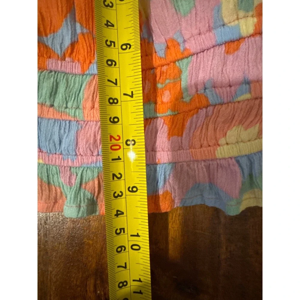 Billabong Keep Dreaming Floral Crinkle Smocked Crop‎ Top Boho Festival Beachy M